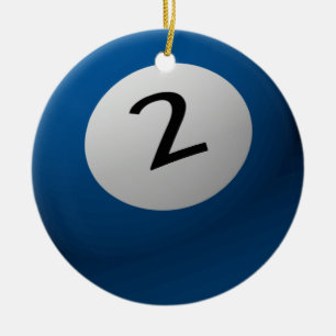 BILLARD-/POOL-BALL-WEIHNACHTSverzierung 2 (ZWEI) Keramikornament