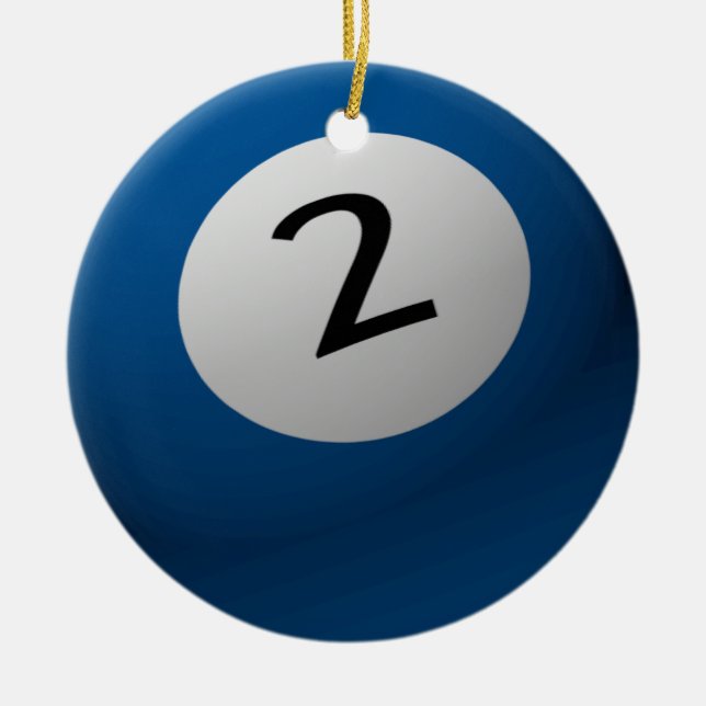 BILLARD-/POOL-BALL-WEIHNACHTSverzierung 2 (ZWEI) Keramikornament (Vorne)