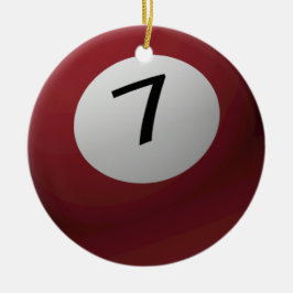BILLARD-/POOL-BALL-WEIHNACHTSverzierung 7 (SIEBEN) Keramik Ornament