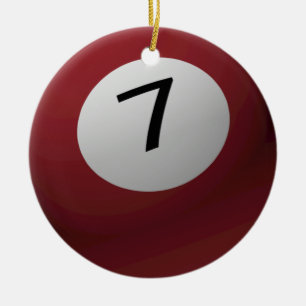 BILLARD-/POOL-BALL-WEIHNACHTSverzierung 7 (SIEBEN) Keramik Ornament