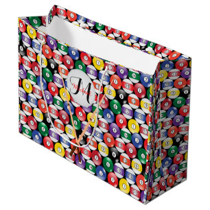 Billard-Pool-Bälle mit Monogramm Große Geschenktüte