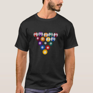 Billard/Pool-Bälle - schwarzer T - Shirt