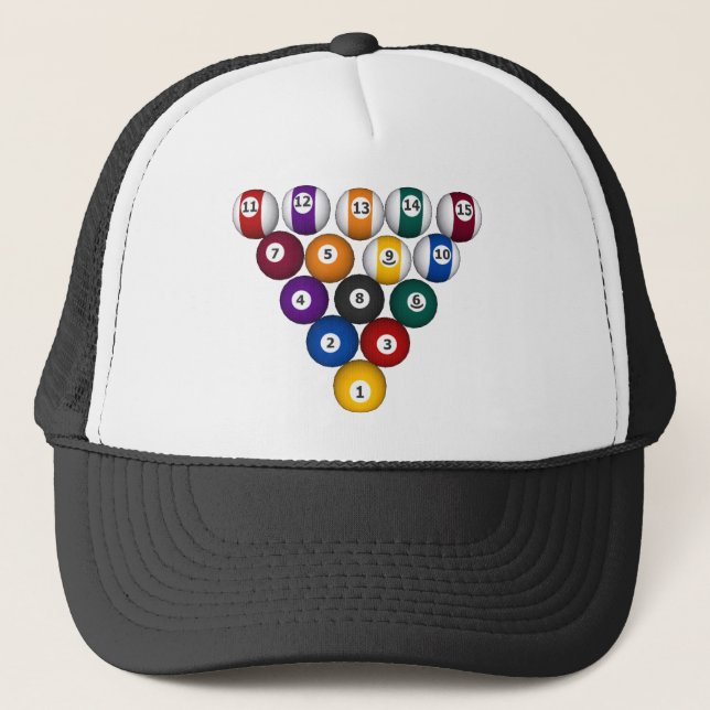 Billard / Pool Balls - Custom Trucker Hat Truckerkappe (Vorderseite)