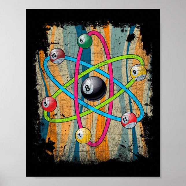 Billard Pool Hall Sport Bar Atom Shooting 8 Bal Poster (Vorne)