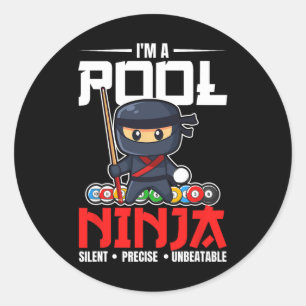 Billard Pool Ninja 8 Ball Funny Men Jungs Kinder B Runder Aufkleber