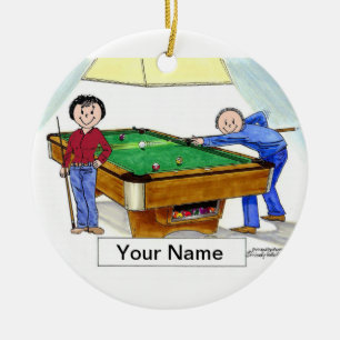 Billard, Pool Player Couple Keramik Ornament