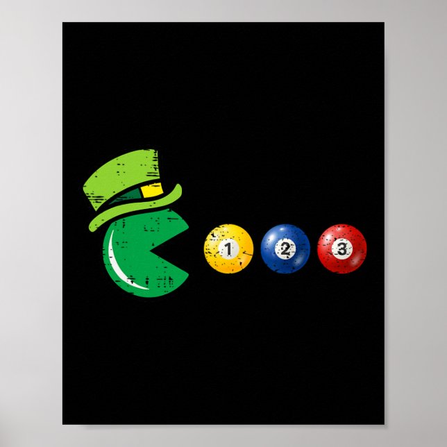 Billard Pool St Patricks Day Retro-Spiel  Poster (Vorne)
