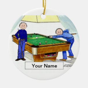 Billard, Poolspieler - Männer und Männer Keramik Ornament