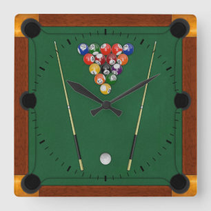 Billard Quadratische Wanduhr
