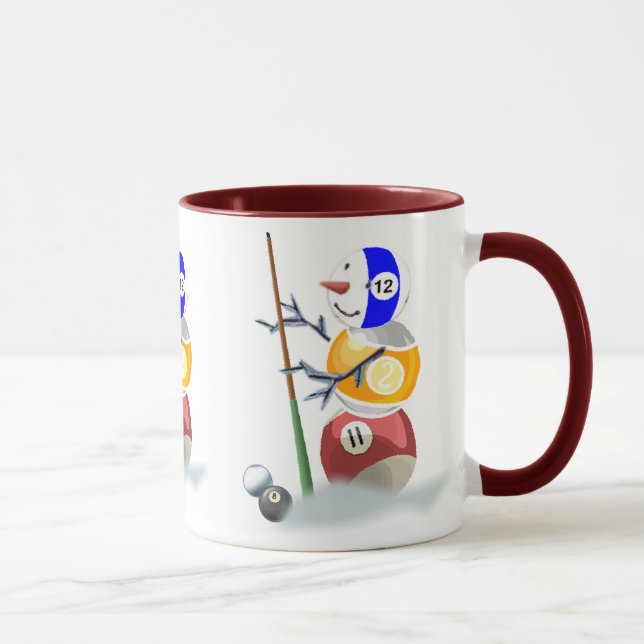 Billard-Schneemann-Weihnachten Tasse (Rechts)