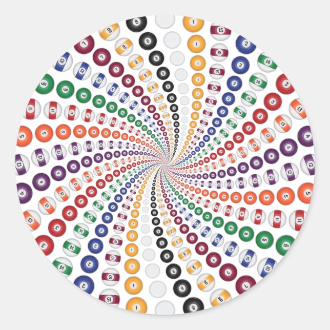 Billard / Schwimmbälle Spirale: Runder Aufkleber (Vorderseite)