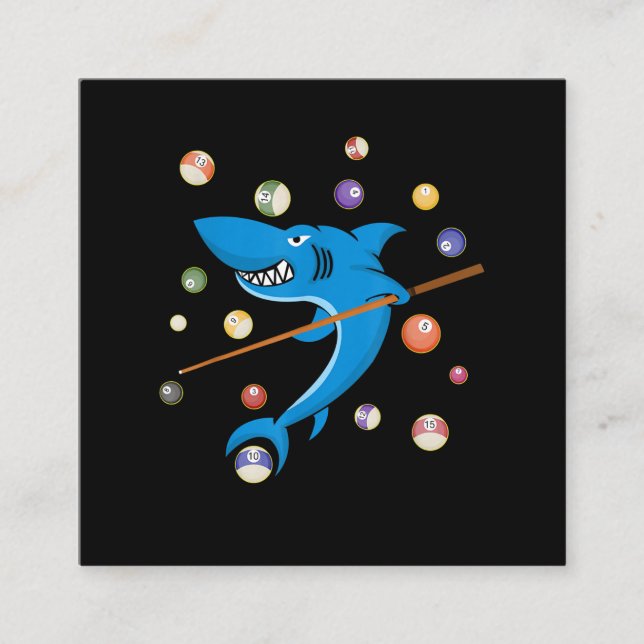 Billard Shark 8 Ball Player Pool Table Clock Quadratische Visitenkarte (Vorderseite)