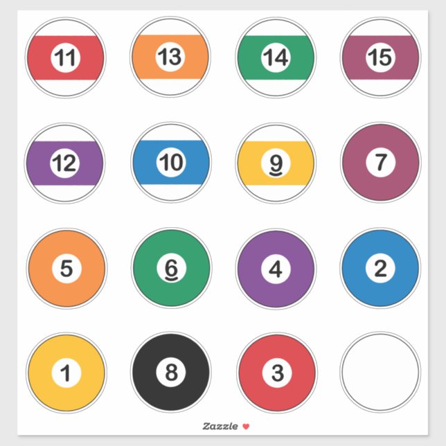 Billard Snooker Ball Pack Aufkleber (Blatt)