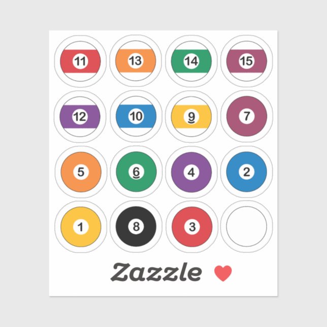 Billard Snooker Ballpack Aufkleber (Blatt)