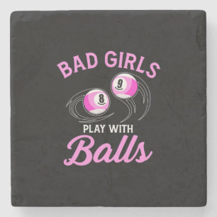 Billard Snooker Girls spielen mit Billiard Balls Steinuntersetzer