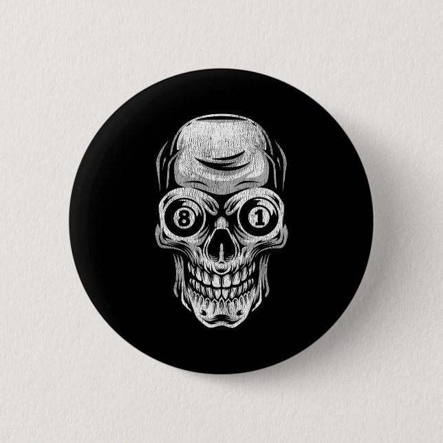 Billard Snooker Player Skull 8 und 9 Button (Vorderseite)