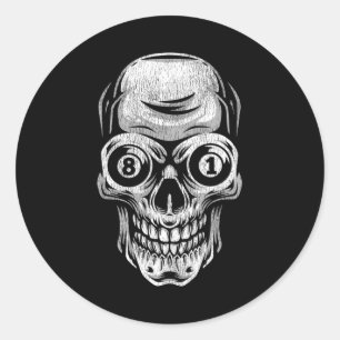 Billard Snooker Player Skull 8 und 9 Runder Aufkleber
