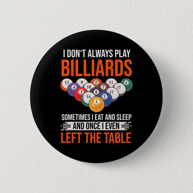 Billard Sprichwort mit Billardtisch für Billard Button (Vorderseite)