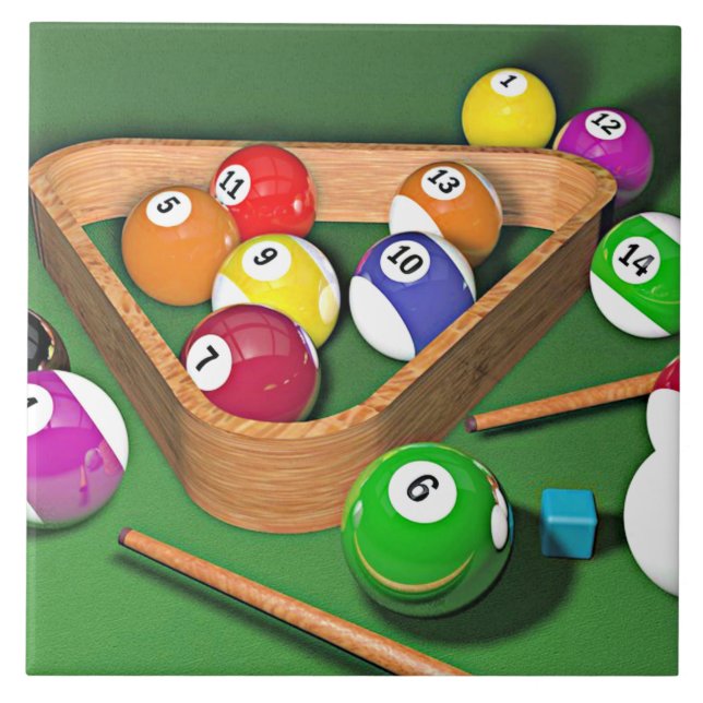 Billard, Ständer, buntes Design, Fliese (Vorderseite)