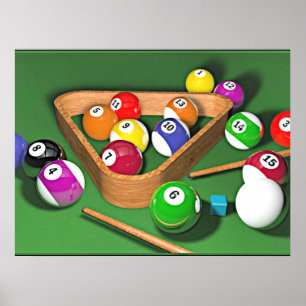 Billard, Ständer, buntes Design, Poster