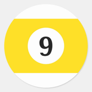 Billard Streifen Gelber Ball 9 Runder Aufkleber