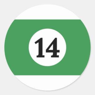 Billard Streifen Grüner Ball 14 Runder Aufkleber