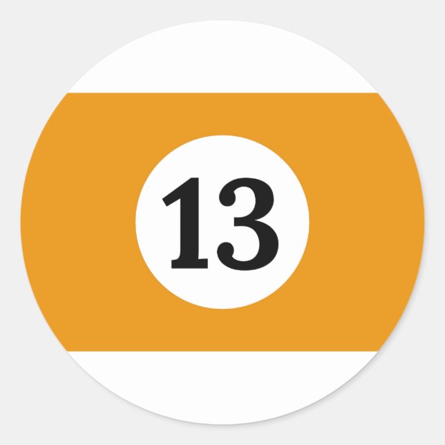 Billard-Streifen Orangenball 13 Runder Aufkleber (Vorderseite)