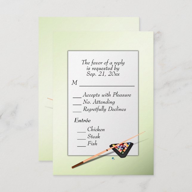 Billard UAWG mit Entree Choice RSVP Karte (Vorne/Hinten)
