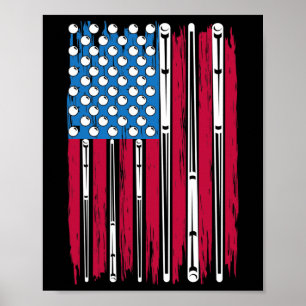 Billard und amerikanische Flagge für einen Billiar Poster