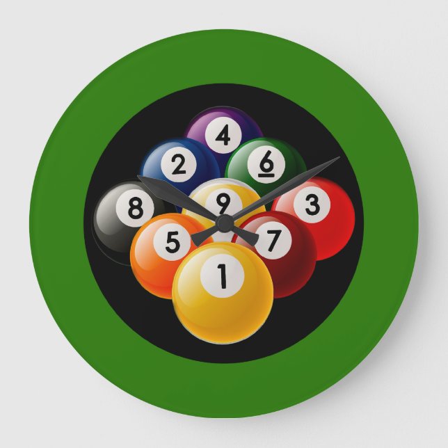 Billard Wall Clock Große Wanduhr (Vorderseite)