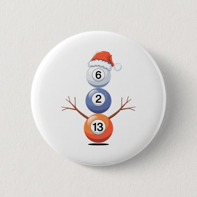 Billard Weihnachtsschneemann mit Billardtisch Button (Vorderseite)