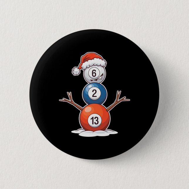 Billard Weihnachtsschneemann mit Billardtisch Button (Vorderseite)