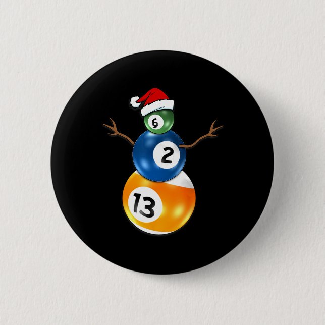 Billard Weihnachtsschneemann mit Billardtisch Button (Vorderseite)
