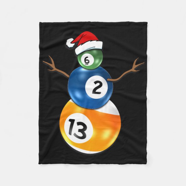 Billard Weihnachtsschneemann mit Billardtisch Fleecedecke (Vorderseite)