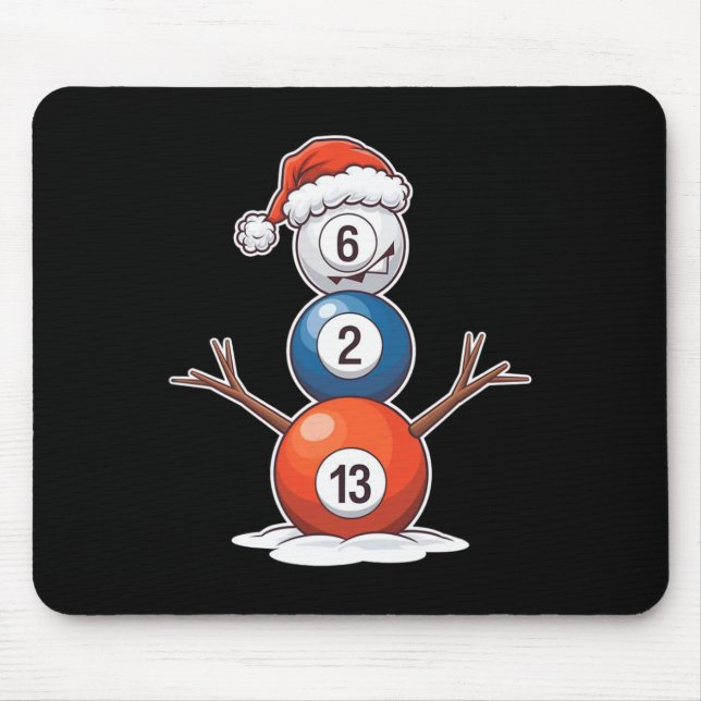 Billard Weihnachtsschneemann mit Billardtisch Mousepad (Vorne)
