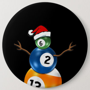 Billard Weihnachtsschneemann mit Billardtischen Button