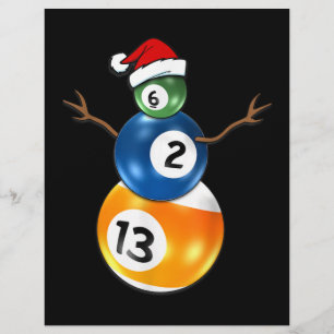 Billard Weihnachtsschneemann mit Swimmingpool-Tafe Briefbogen