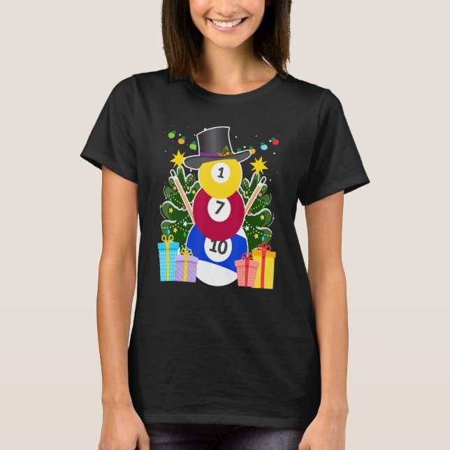 Billardbälle Billard Snowman Billiard Billia T-Shirt (Vorderseite)