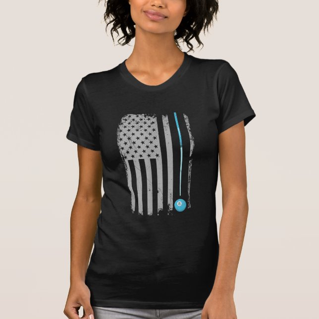 Billardbillard 8 Ball US-amerikanische Flagge T-Shirt (Vorderseite)