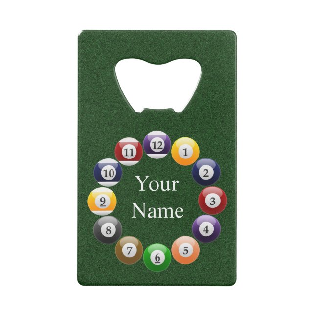 Billardkugel-glänzender bunter Poolsnooker-Sport Geldkarten Flaschenöffner (Vorderseite)