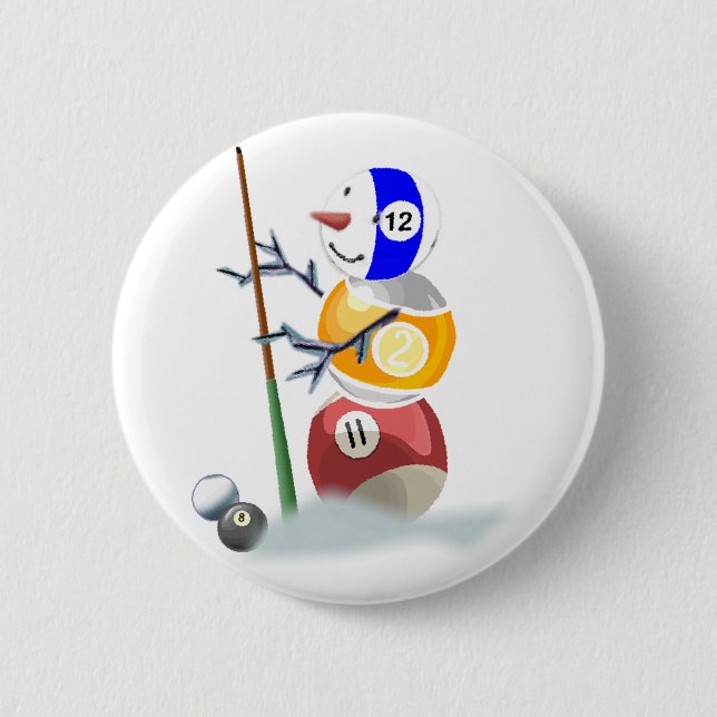 Billardkugel-Schneemann-Weihnachten Button (Vorderseite)