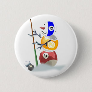Billardkugel-Schneemann-Weihnachten Button