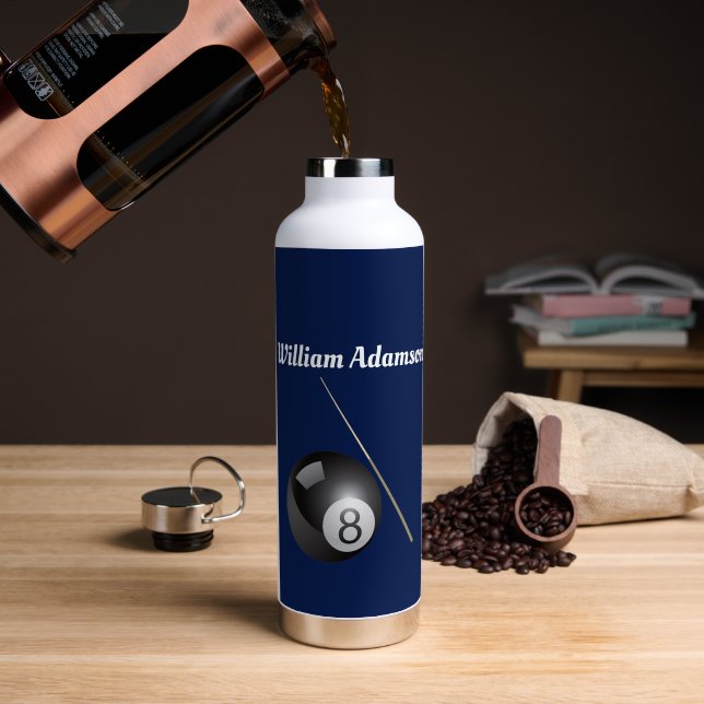 Billardkugel und Queue personalisieren  Trinkflasche (Kaffee (gedreht))