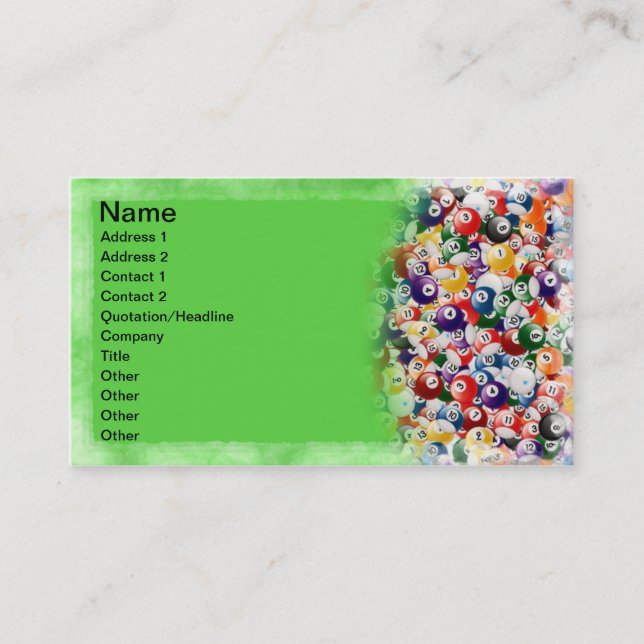 Billardkugeln Visitenkarte (Vorderseite)