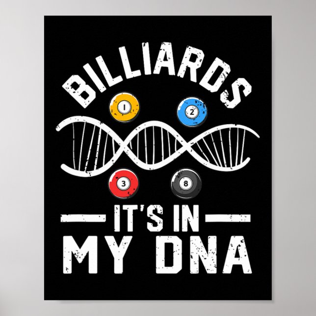 Billardplayer in meiner DNA Funny Pool Billiard Poster (Vorne)