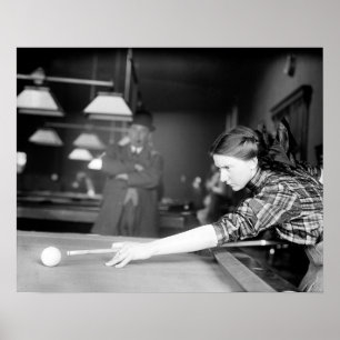 Billards Game, 1910. Vintages Foto Poster