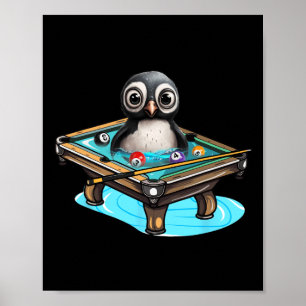 Billards Penguin Hustler Pool Snooker Pop spielen Poster