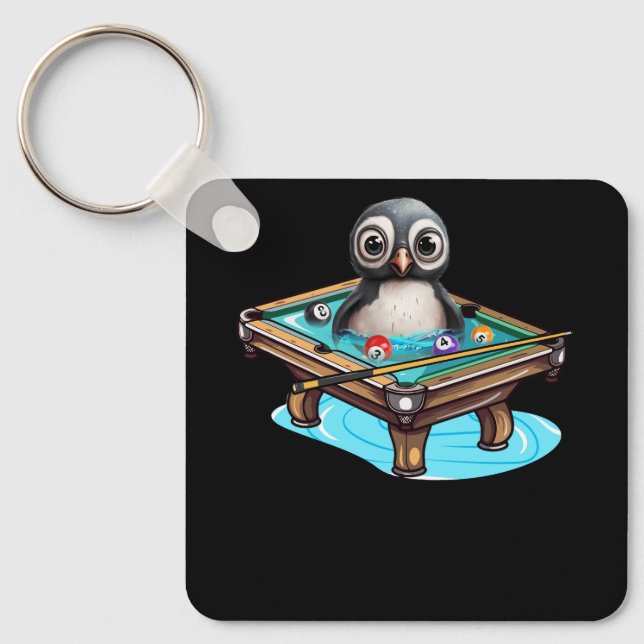 Billards Penguin Hustler Pool Snooker Pop spielen Schlüsselanhänger (Vorderseite)