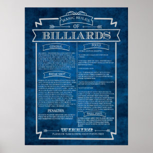 Billards Regeln Poster Art #8 Spielsaal Dekoration