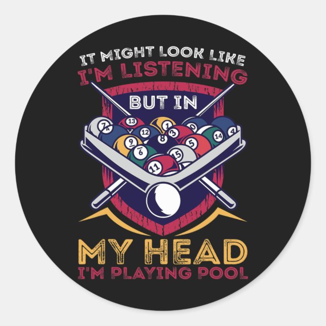 Billards Snooker Pool Game Player Sportwettkampf Runder Aufkleber (Vorderseite)